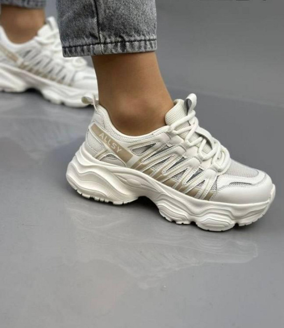 ALLSY Кроссовки женские ALLSY белые натуральная кожа + замша р. 36-41 подошва 3/5 см (25126-5) Київ - фото 1