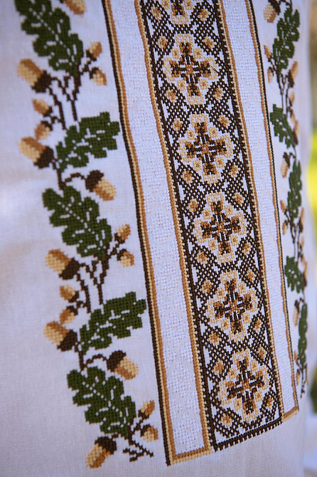 Вышиванка мужская, льняная, с длинным рукавом, белая, лен   , топ Киев - изображение 4