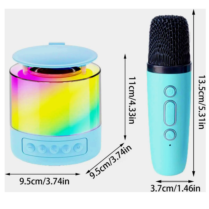 Портативна Bluetooth колонка K19 з підсвічуванням LED та двома мікрофонами для караоке Blue NW-83 Івано-Франківськ - фото 3