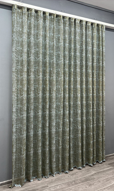 Тюль VR-Textil 1972т Жакард Хакі з блакитним 400х270 см (42-1012) Київ - фото 3