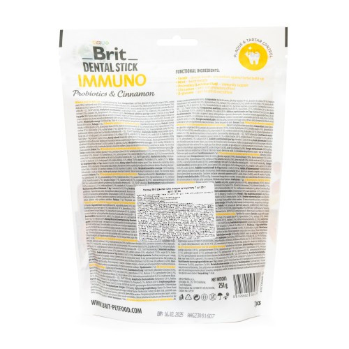 Ласощі Brit Dental Stick Immuno для дорослих собак з пробіотиками та корицею для міцного імунітету 7 шт 251 г Київ - фото 3