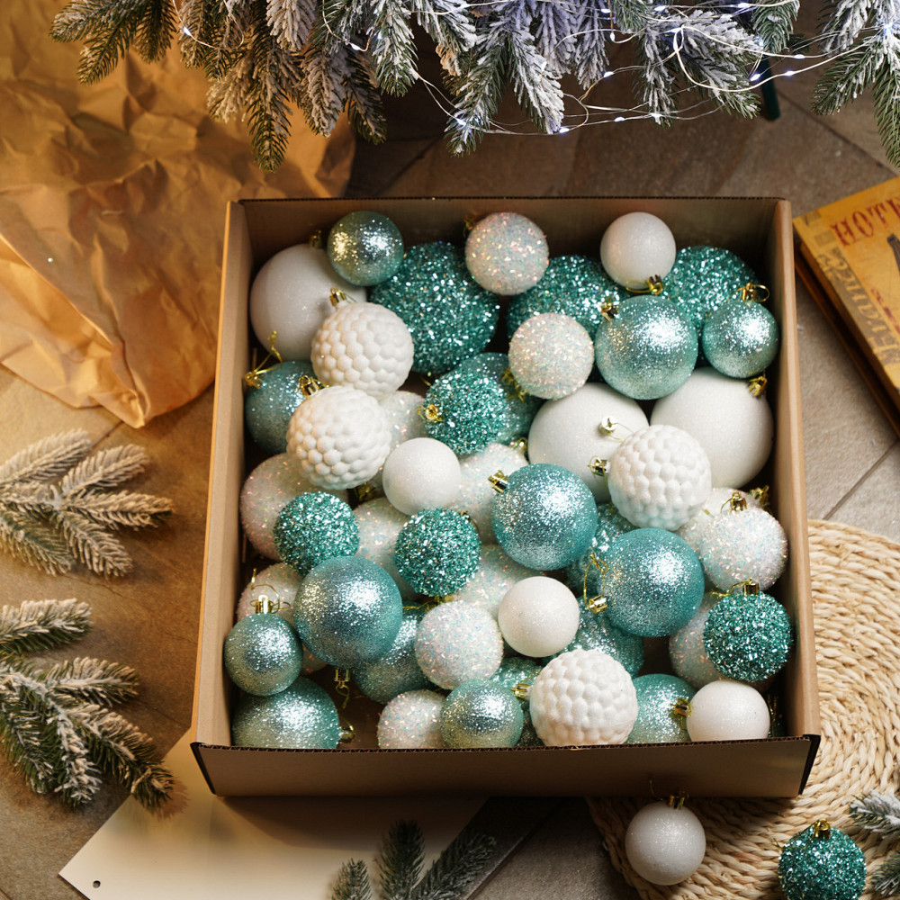 Набор новогодних игрушек на елку «Блеск» 40 шт Мятный елочные игрушки шарики украшения для елки Киев - изображение 2