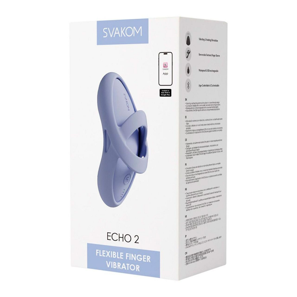Смарт-вібратор для клітора Svakom Echo 2 Sky Blue, підігрів до 38 °C, знімна насадка на палець Sex Aura Київ - фото 10