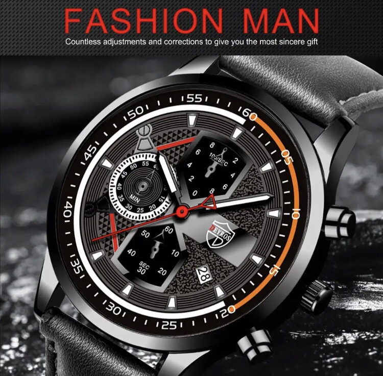 Подарочный набор для мужчин: наручные часы, 1 браслет и 1 ожерелье- диам 4,2 дл. 22см шир рем 2см, без коробки Киев - изображение 4