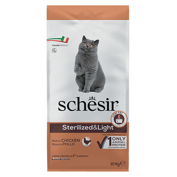Schesir Cat Sterilized & Light ШЕЗІР СТЕРИЛІЗОВАНІ ЛАЙТ КУРКА сухий монопротеїновий корм для стерилізованих котів, для котів схильних до повноти Київ - фото 1