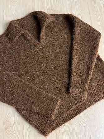 Светр жіночий A-N 19-1 з коміром поло теплий вільний, коричневий, one size Київ