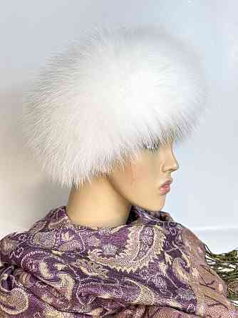 Меховая повязка на голову женская песцовая Белый Харьков