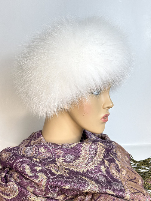 Меховая повязка на голову женская песцовая Белый Харьков - изображение 2