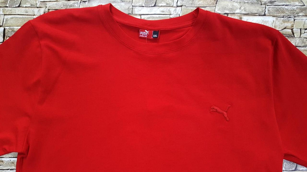 Мужская батальная однотонная трикотажная футболка Puma Киев - изображение 2