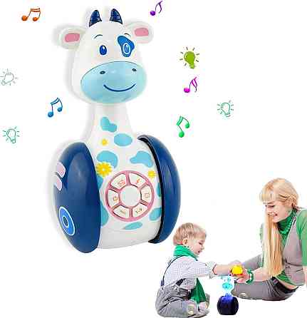 Іграшка музична інтерактивна Auptiouet мод.1 синя навчальна корова з музикою підсвічуванням розвивальна для дітей 1-4 роки Київ