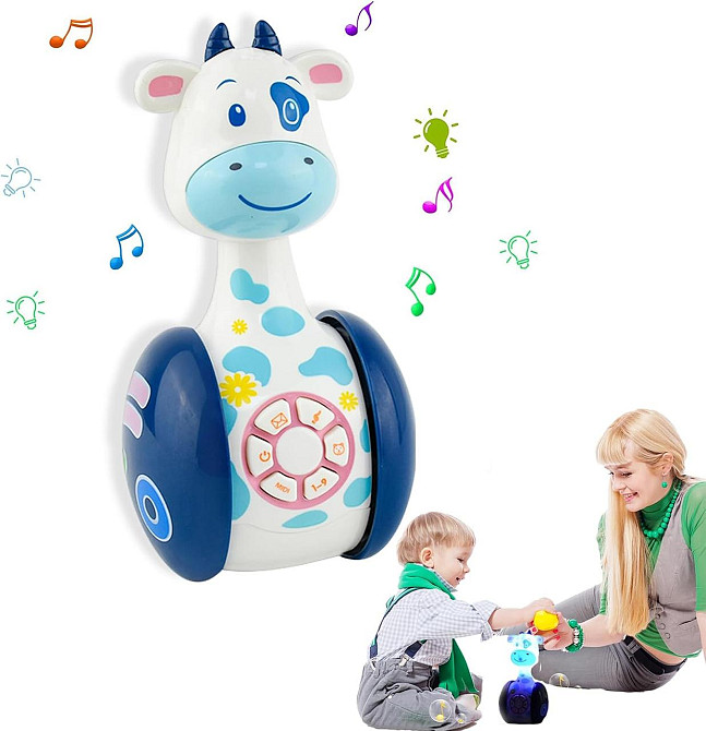 Іграшка музична інтерактивна Auptiouet мод.1 синя навчальна корова з музикою підсвічуванням розвивальна для дітей 1-4 роки Київ - фото 1