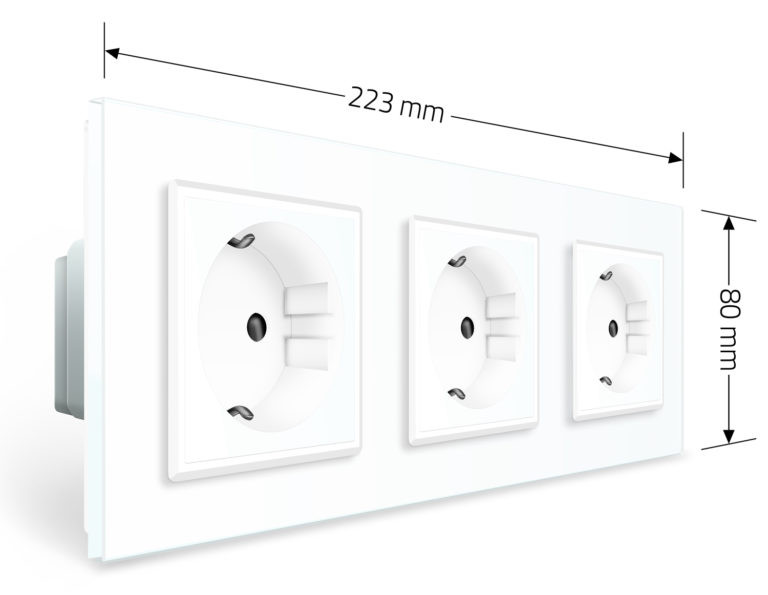 LIVOLO Потрійна електрична розетка з заземленням LIVOLO, біла, скляна рамка, шторки, 250В 16А ( Коломыя - изображение 2