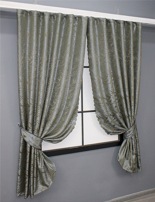 Комплект готовых штор VR-Textil Жаккард Magic № 1608ш Песочный с серым 145х170 см 2 шт (35-0251) Киев - изображение 2