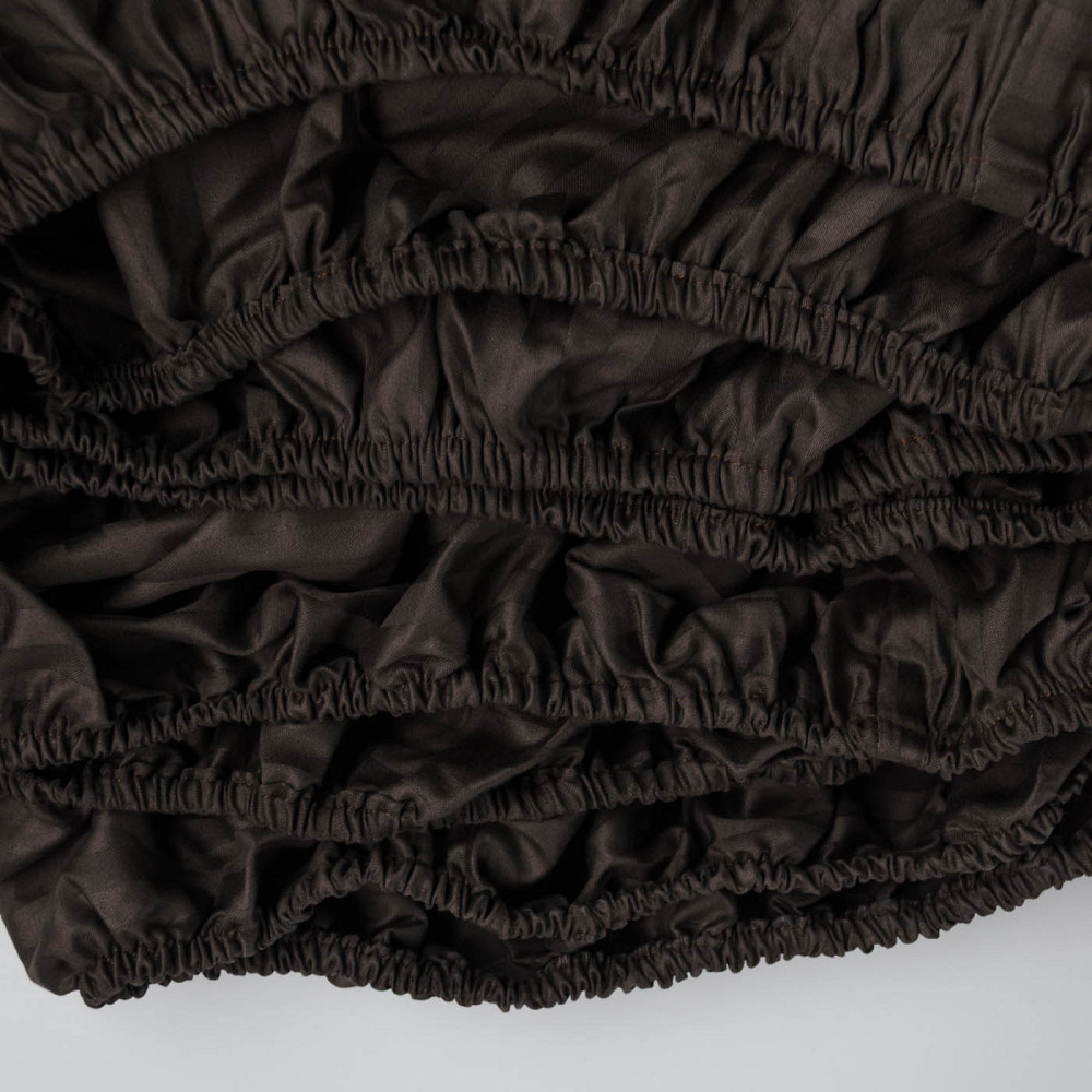 Простирадло на резинці півтораспальне страйп-сатин 100% бавовна 140х200х30см 125г/м2 (Шоколад) Суми - фото 6
