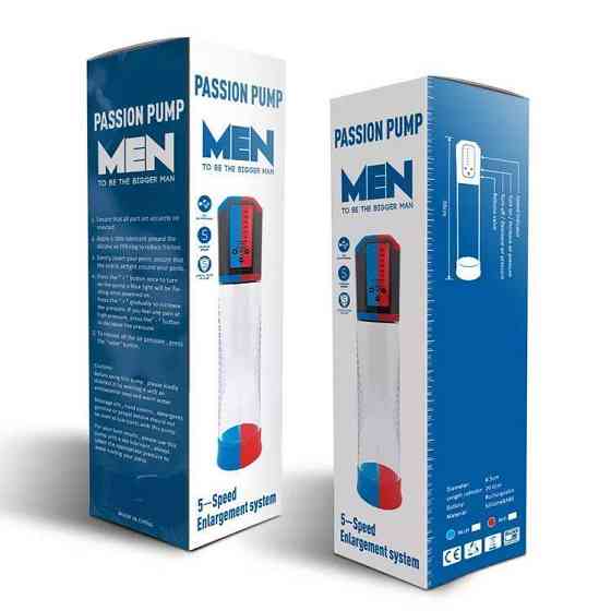 Автоматична вакуумна помпа Men Powerup Passion Enlargement system Blue, перезаряджувана, 5 режимів Sex Aura Київ