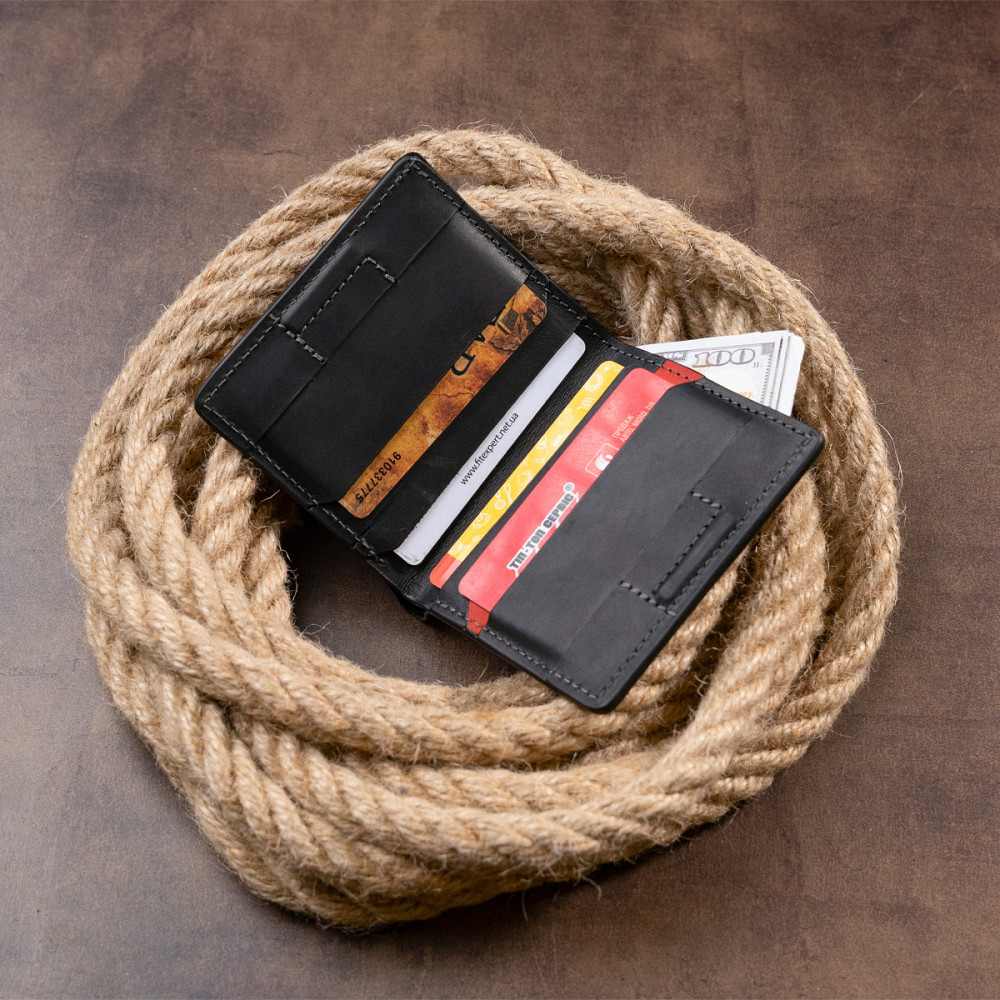 Функціональне тонке портмоне GRANDE PELLE 11326 Чорне Київ - фото 8