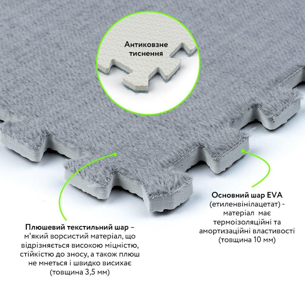 Пол-пазл плюшевый 30х30х1см Светло-серый (D) SW-00002080 Киев - изображение 3