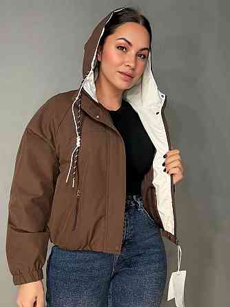 Куртка женская YZY 30281 ветровка с капюшоном оверсайз one size, коричневый, one size Киев