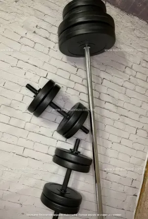 Скамья для жима ReadMeBlack + штанга 75 кг с гантелями 20кг Гантели, гири, штанги и диски АВС пластик комплект Киев