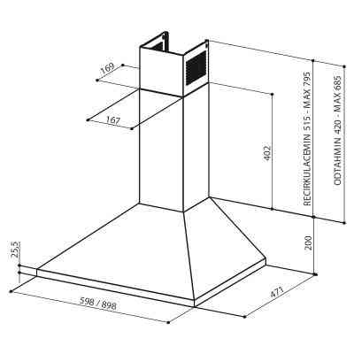 Витяжка кухонна Faber VALUE PB BK A90 Вінниця