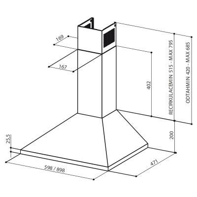 Витяжка кухонна Faber VALUE PB BK A90 Вінниця - фото 2