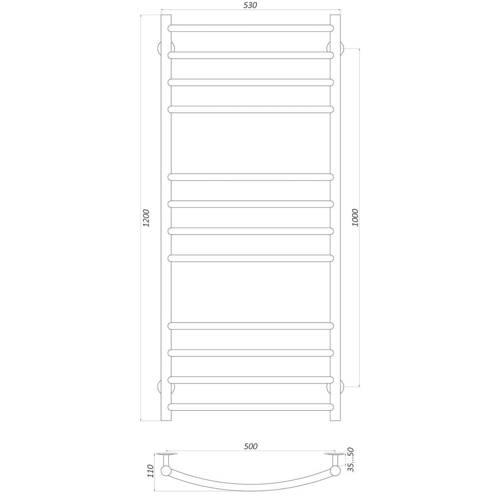 Полотенцесушитель UNIO LDE W 1200-500-12 Лесенка Дуга Элит вода (000021426) Киев - изображение 4