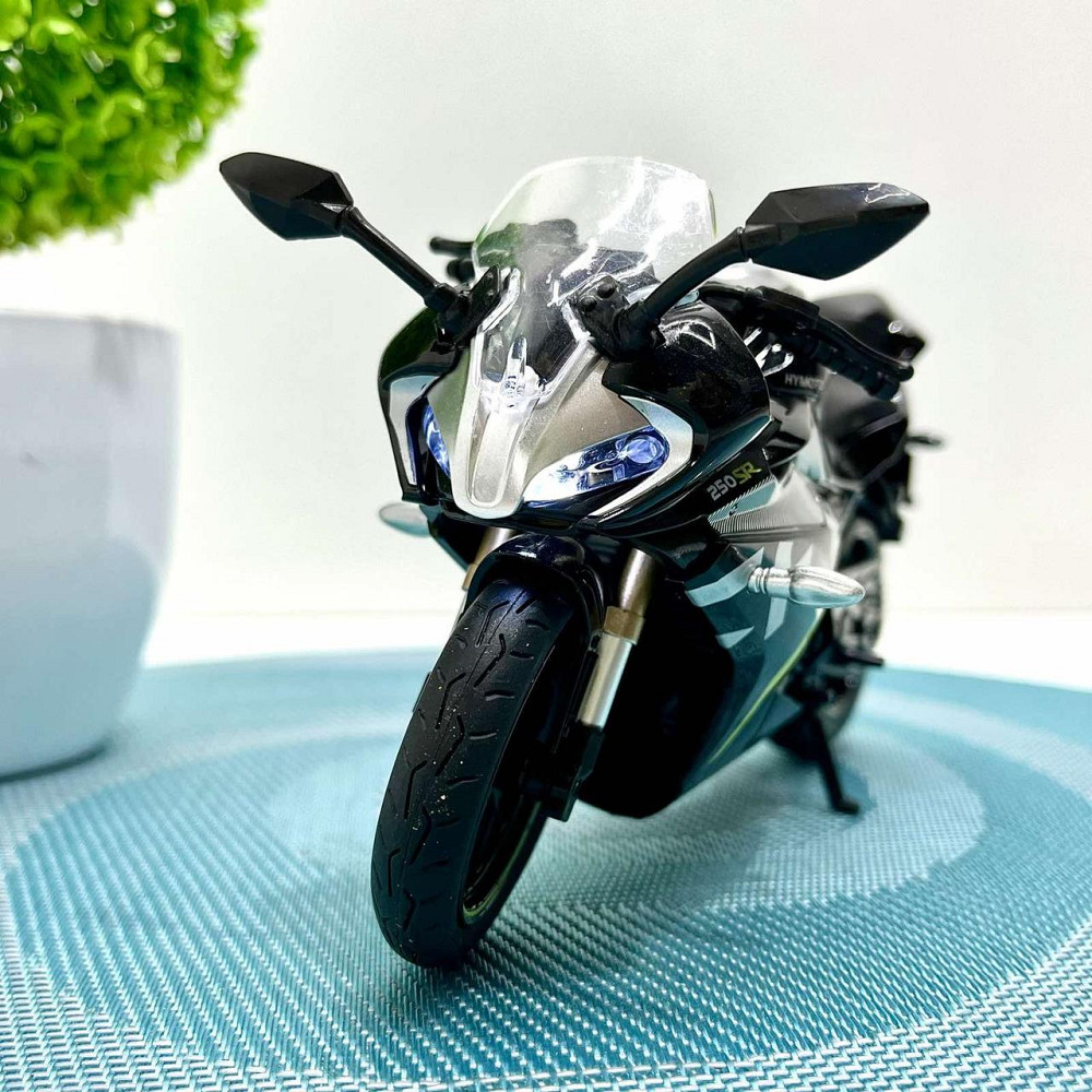 Мотоцикл металопластиковий звуки підсвічування гумові шини рухомі елементи 1:12 Чорний (BG 36-480) Чернігів - фото 8