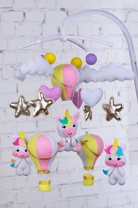 Мобіль на ліжечко WoollyFox «Місячні єдиноріжки» Київ - фото 1