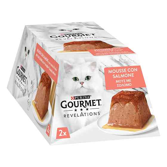 Вологий корм GOURMET Revelations для дорослих котів, мус з підливкою, що стікає, з лососем, 2x57 г Київ