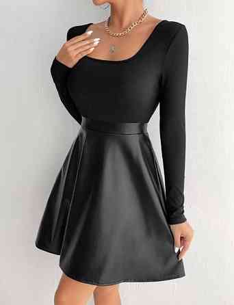 Женская базовая мини юбка из эко-кожи Черный, 46/48 Одесса