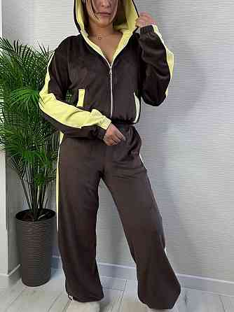 Жіночий стильний трендовий костюм для плюшевий велюр Шоколадний, 46/48 Одеса