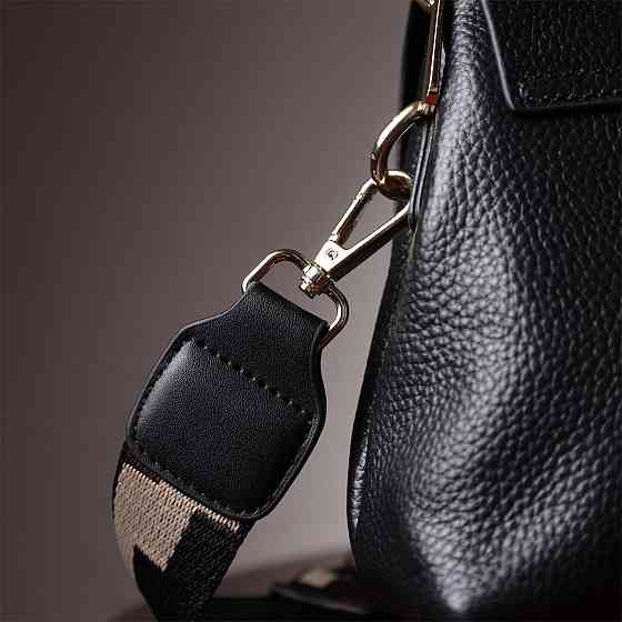 Люксова сумка для жінок з короткою ручкою з натуральної шкіри Чорна (Vintage) Київ