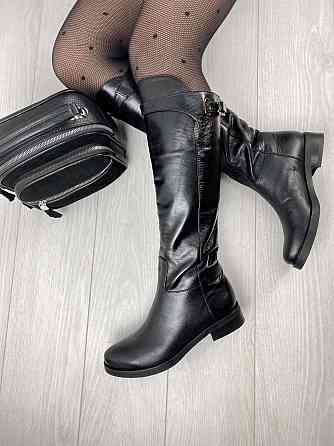 Olli Чоботи жіночі OLLI чорні натуральна шкіра высота 38см обхват 36-37см (C-5-2510) Коломыя