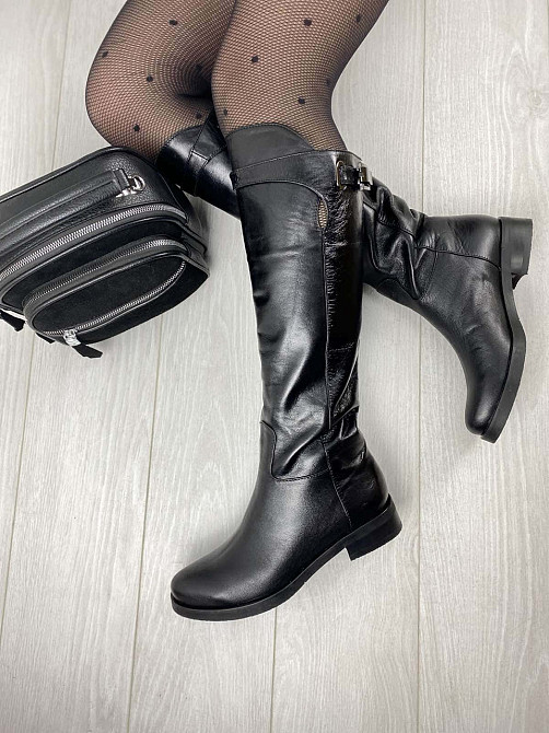 Olli Чоботи жіночі OLLI чорні натуральна шкіра высота 38см обхват 36-37см (C-5-2510) Коломыя - изображение 5