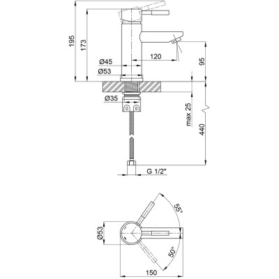 Душевой гарнитур Kroner Armada-SCH066 + змішувач Edelstahl Klassisch-SCH010 + трап лінійний Harz SCH60 Sektion Schwarz (CVS30169) Винница - изображение 7