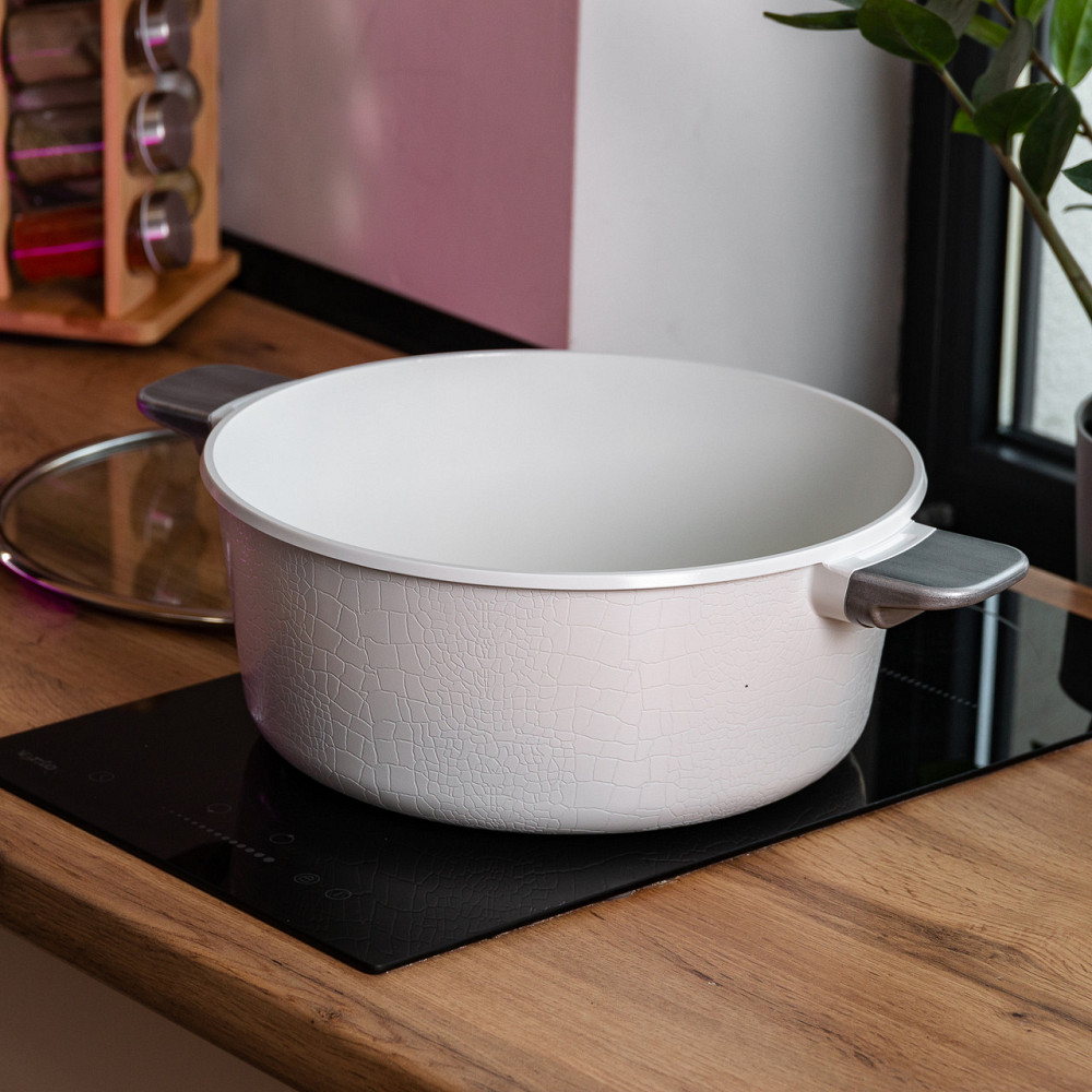 Алюмінієва каструля з керамічним покриттям антипригарним 7.7 л Ø 30 см біла MGC HP-4-455W Коломия - фото 6