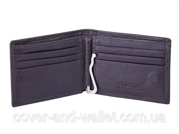 Коричневый маленький мужской кошелек на магнитах с зажимом Boston B 460 Киев - изображение 9