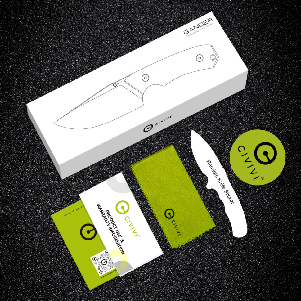 Ніж фіксований тактичний Civivi Gander, (9.2 см) 14C28N / Micarta чорний Киев - изображение 20