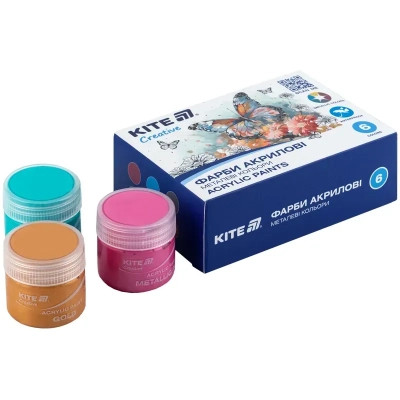 Акриловые краски Kite Creative 6 металевих кольорів, 20 мл (K-273) Винница - изображение 2