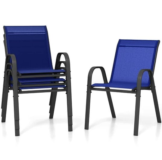 Комплект садових стільців Costway Patio з підлокітниками синій Київ