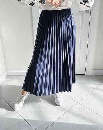 Женская классическая длинная юбка плиссе Темно-синий Одесса