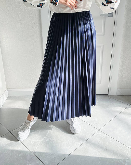 Женская классическая длинная юбка плиссе Темно-синий Одесса - изображение 1