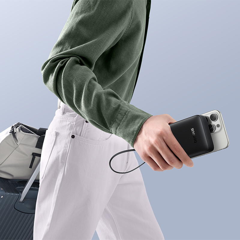 Зовнішній акумулятор Baseus Bipow 2 Digital Display Power Bank With Built-in USB-C Cable 20000mah 20W Cluster Black Київ - фото 10