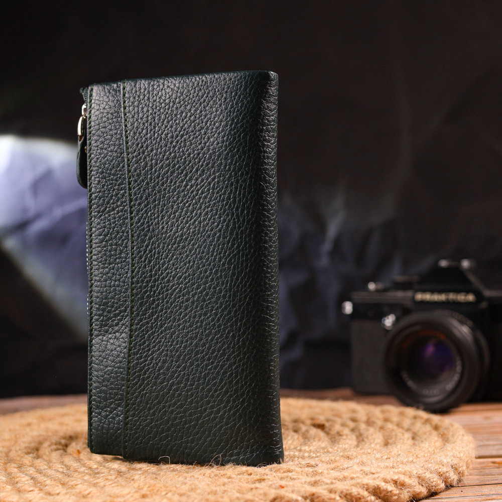 Місткий гаманець з натуральної зернистої шкіри CANPELLINI 21633 Зелений Київ - фото 10