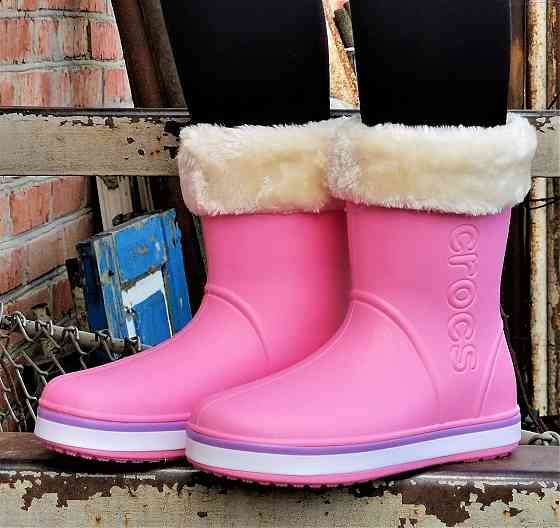 Жіночі Гумові Напівчоботи CROCS Рожеві Чоботи Крокси Теплі Зимові (розміри: 36,37,38,40,41) - 23 Дніпро