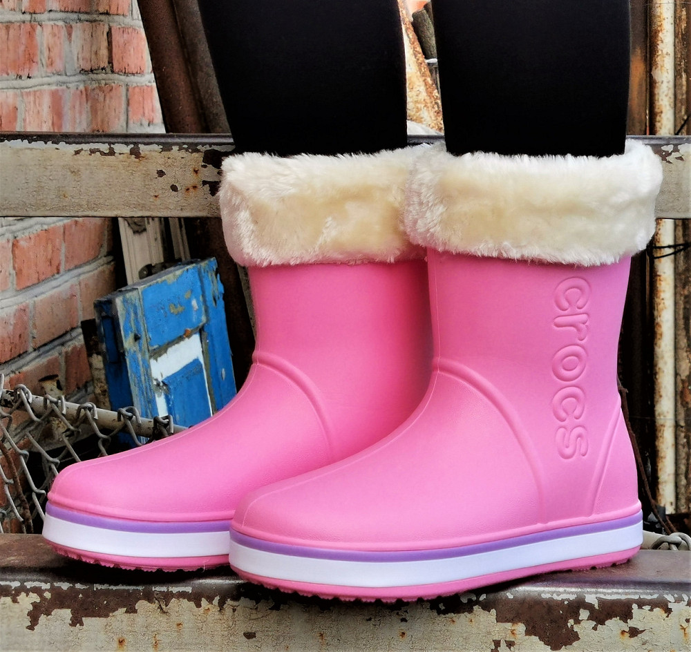 Жіночі Гумові Напівчоботи CROCS Рожеві Чоботи Крокси Теплі Зимові (розміри: 36,37,38,40,41) - 23 Дніпро - фото 4