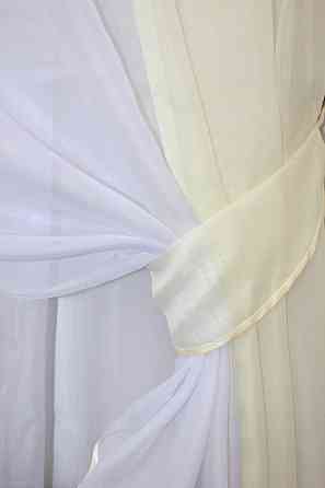 Кухонний комплект VR-Textil № 038к шторки і тюль бежевий з білим 280х170 см (50-328) Київ