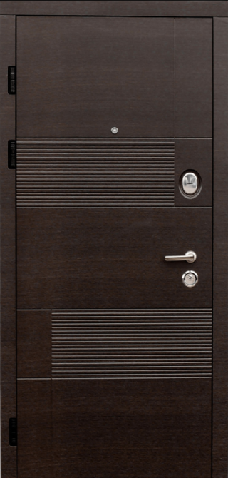 Двері вхідні Наші Двері РУБІЖ Ескада 1 Венге горизонт темний / Оксид білий 860х2040 мм Київ - фото 1