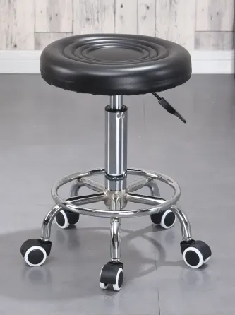 Стул косметологический без спинки на колесах с подставкой для ног, регулировка высоты Черный Киев
