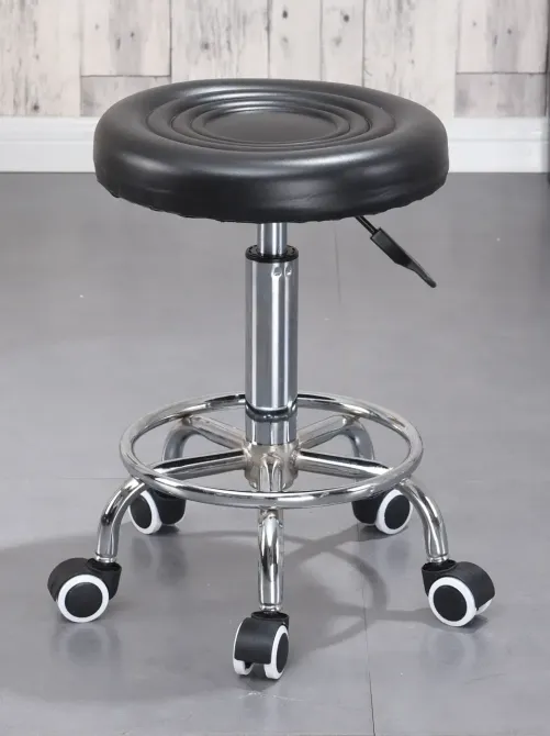 Стул косметологический без спинки на колесах с подставкой для ног, регулировка высоты Черный Киев - изображение 5